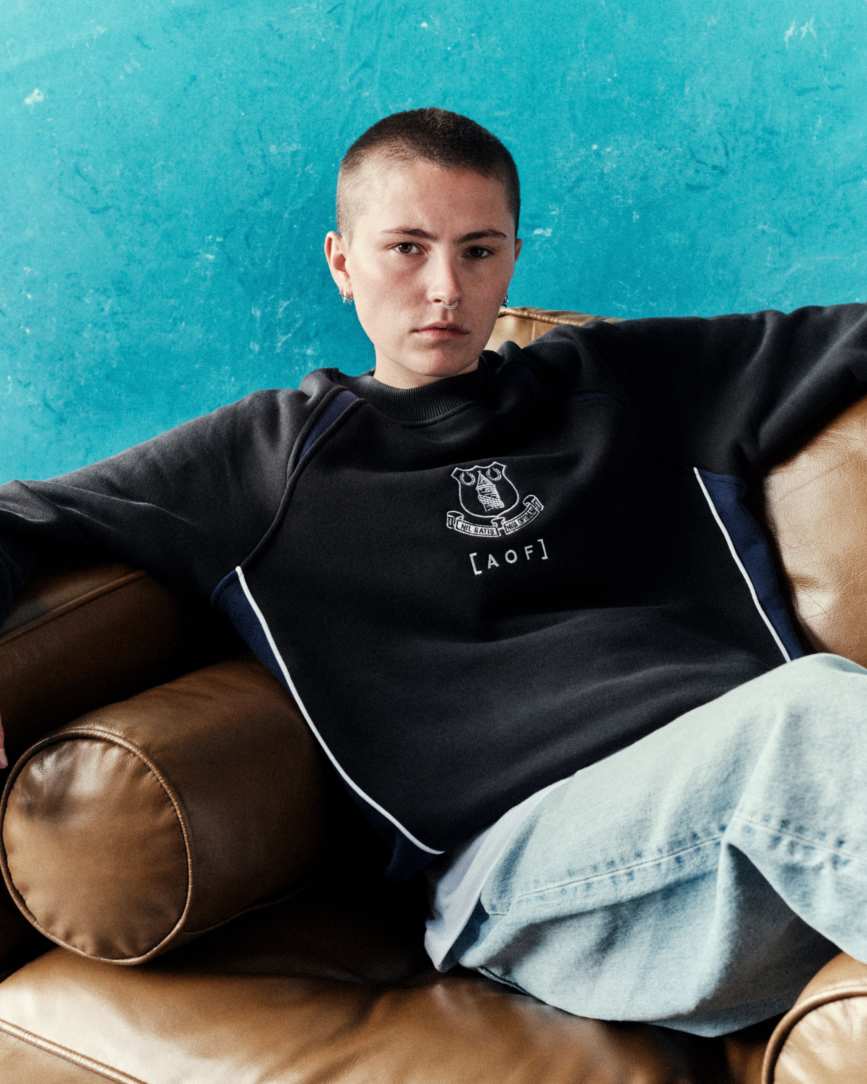 ART OF x Everton Panelled Sweat | Black & Blue | Shop Football