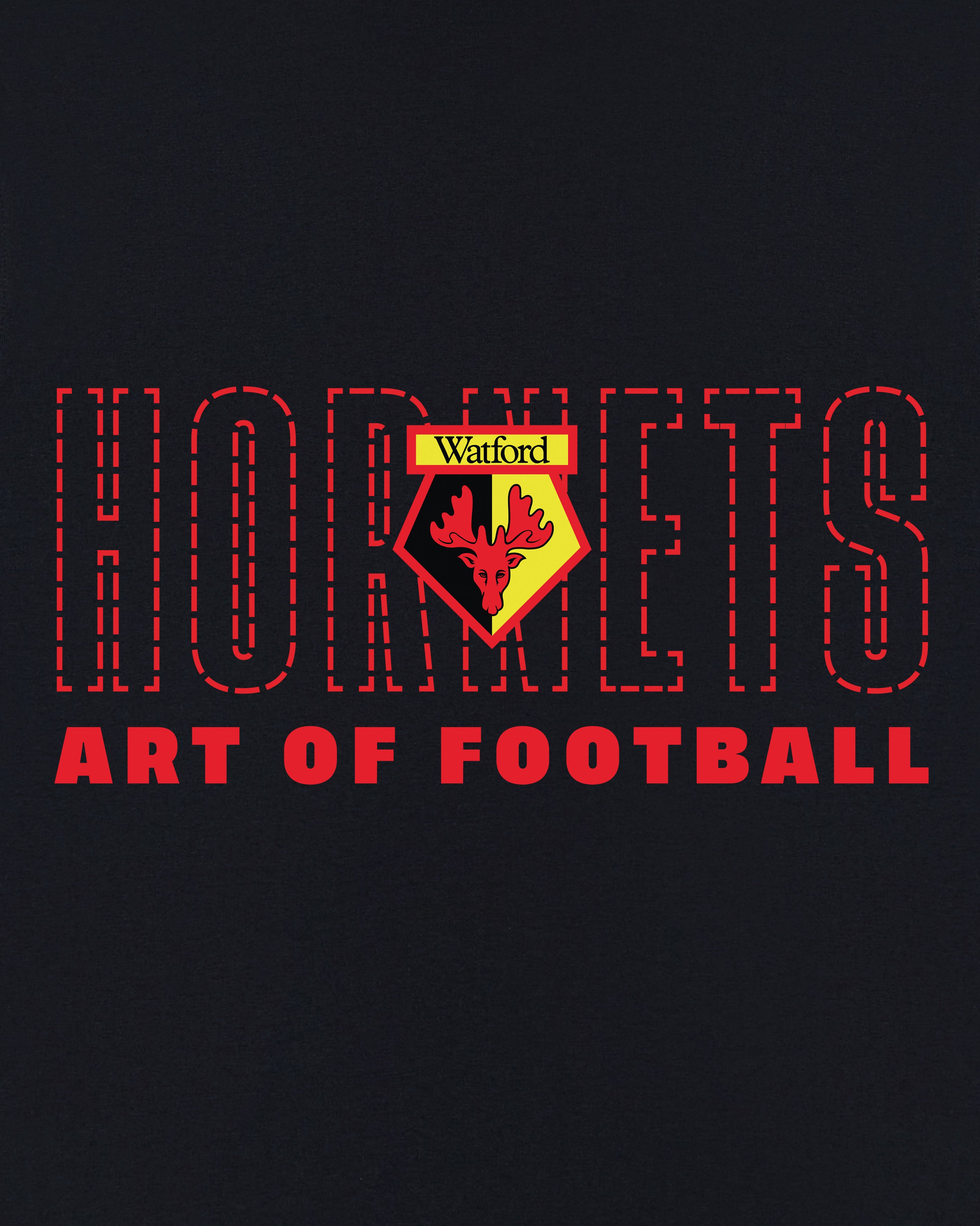 AOF Watford 90s Tee | Black Graphic T-shirt | Art of Football