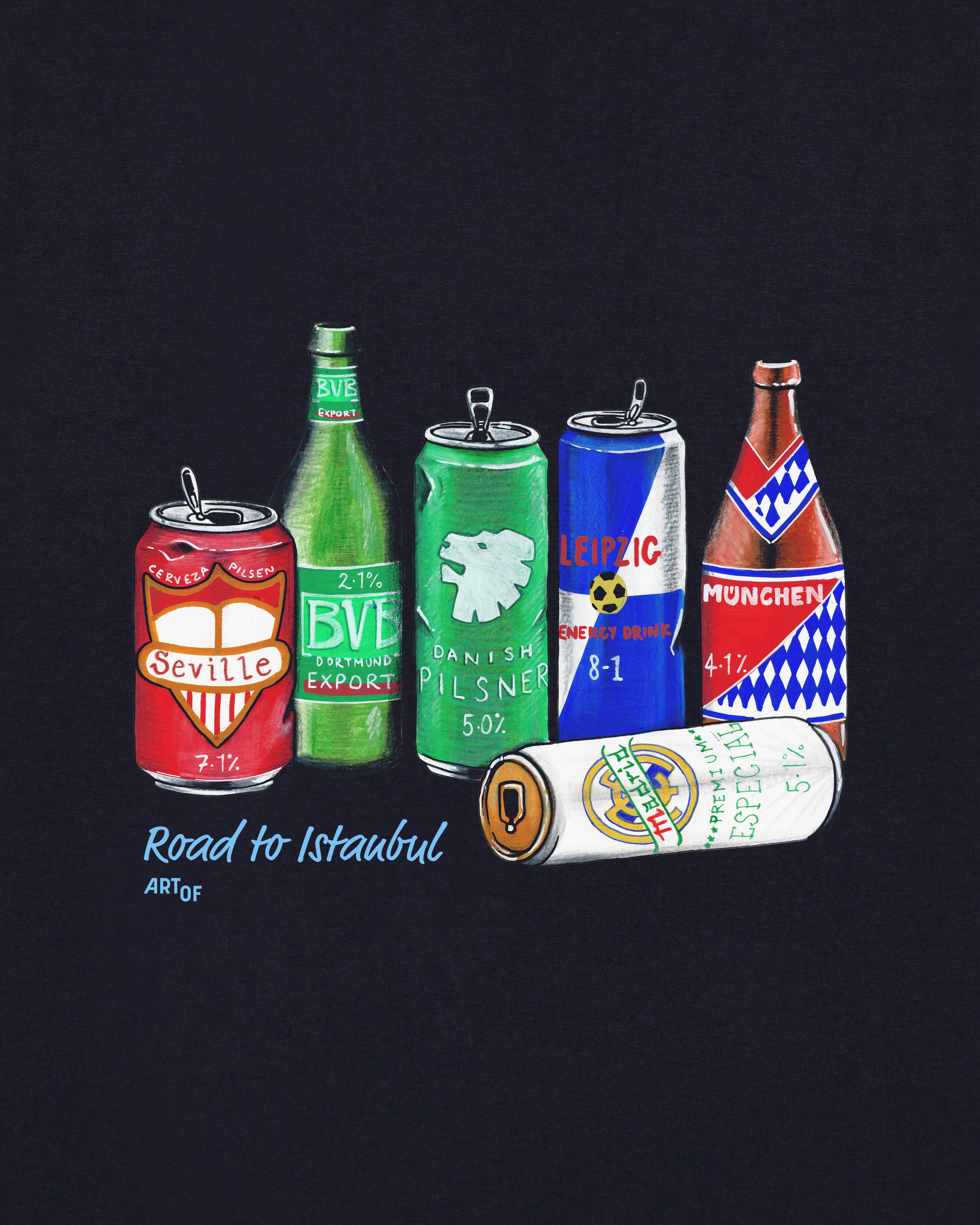 ART OF MCFC Road To Istanbul Tee | Navy Graphic Football T-shirt