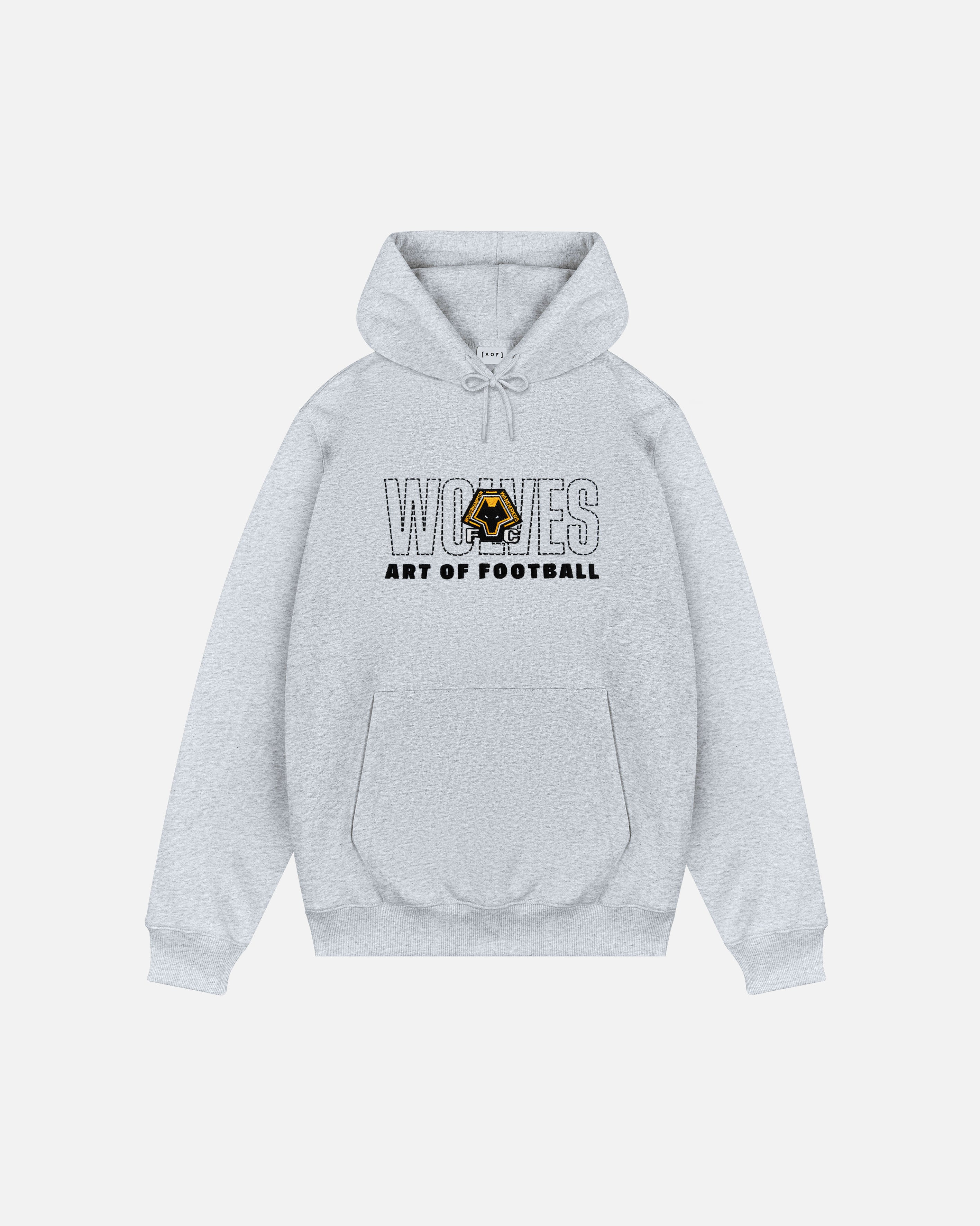 AOF x Wolves 90s Hoodie | Grey Embroidered Top | Art of Football